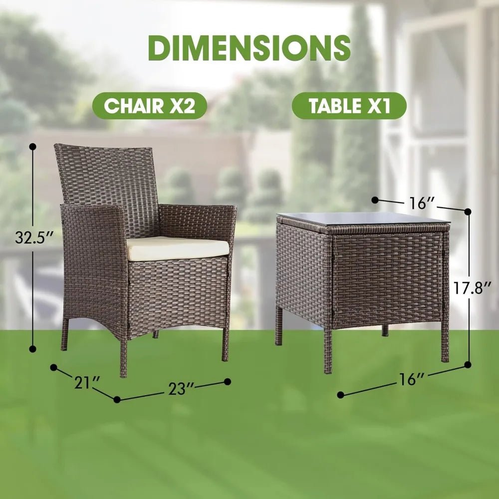 3 Pieces Patio Furniture Sets,Wicker Patio Set,Pe Rattan Patio Furniture,Patio Bistro Sets,Porch Furniture,Outdoor Conversation