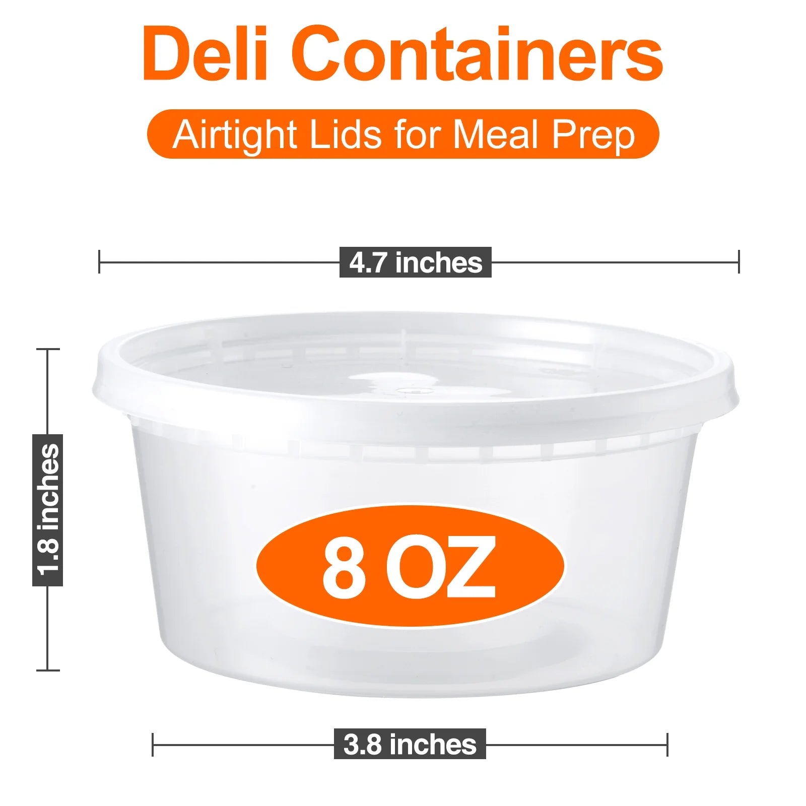 8Oz Deli Containers with Lids 100 Set Stackable Plastic Food Storage Containers with Airtight Lids, Leakproof Freezer Dishwasher Containers for Meal Prep