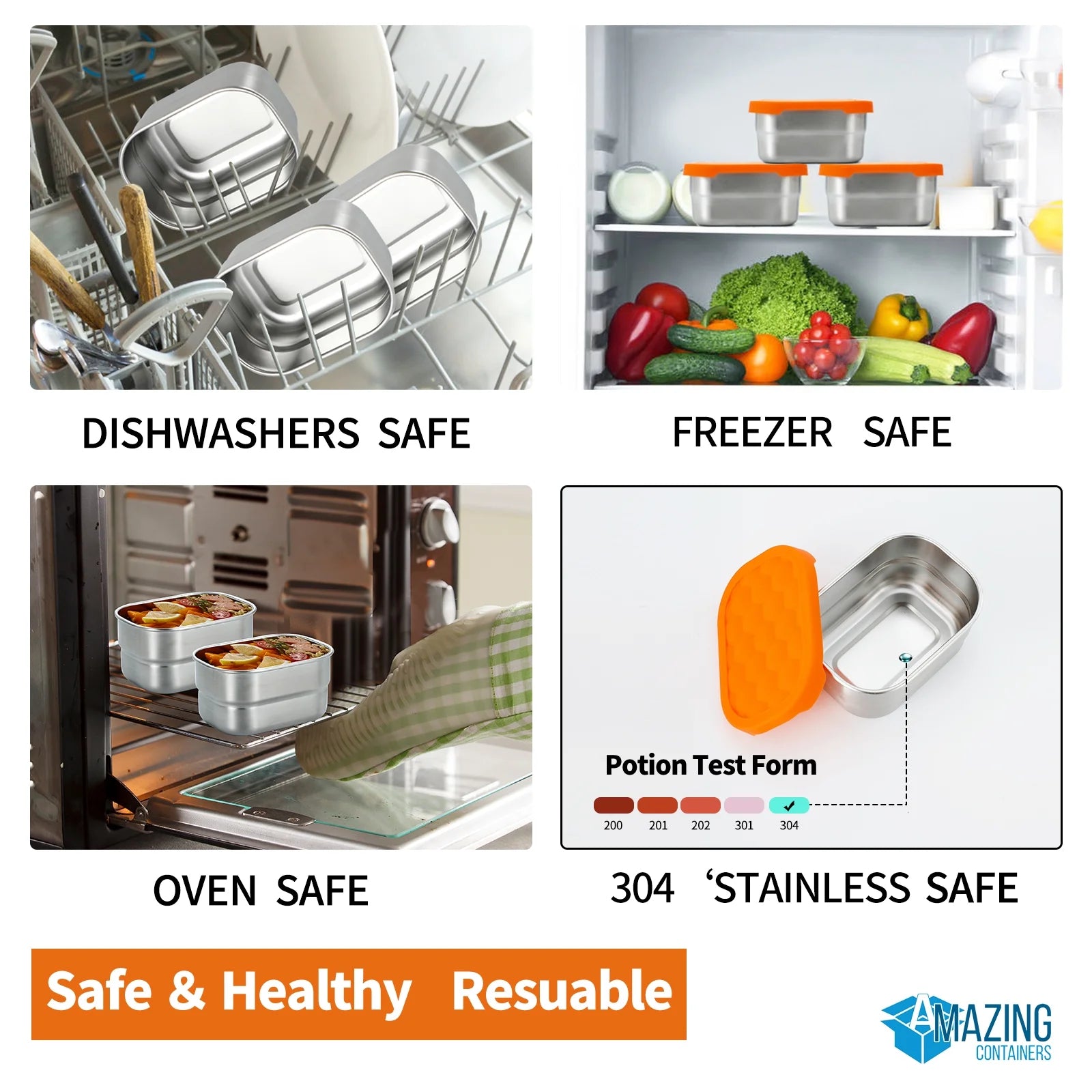 Stainless Steel Snack Containers for Toddlers and Kids, 8 Oz Leak Proof Food Storage Containers with Silicone Lids, Stackable & Reusable Small Metal Lunch Box for Daycare and School- 3 Packs