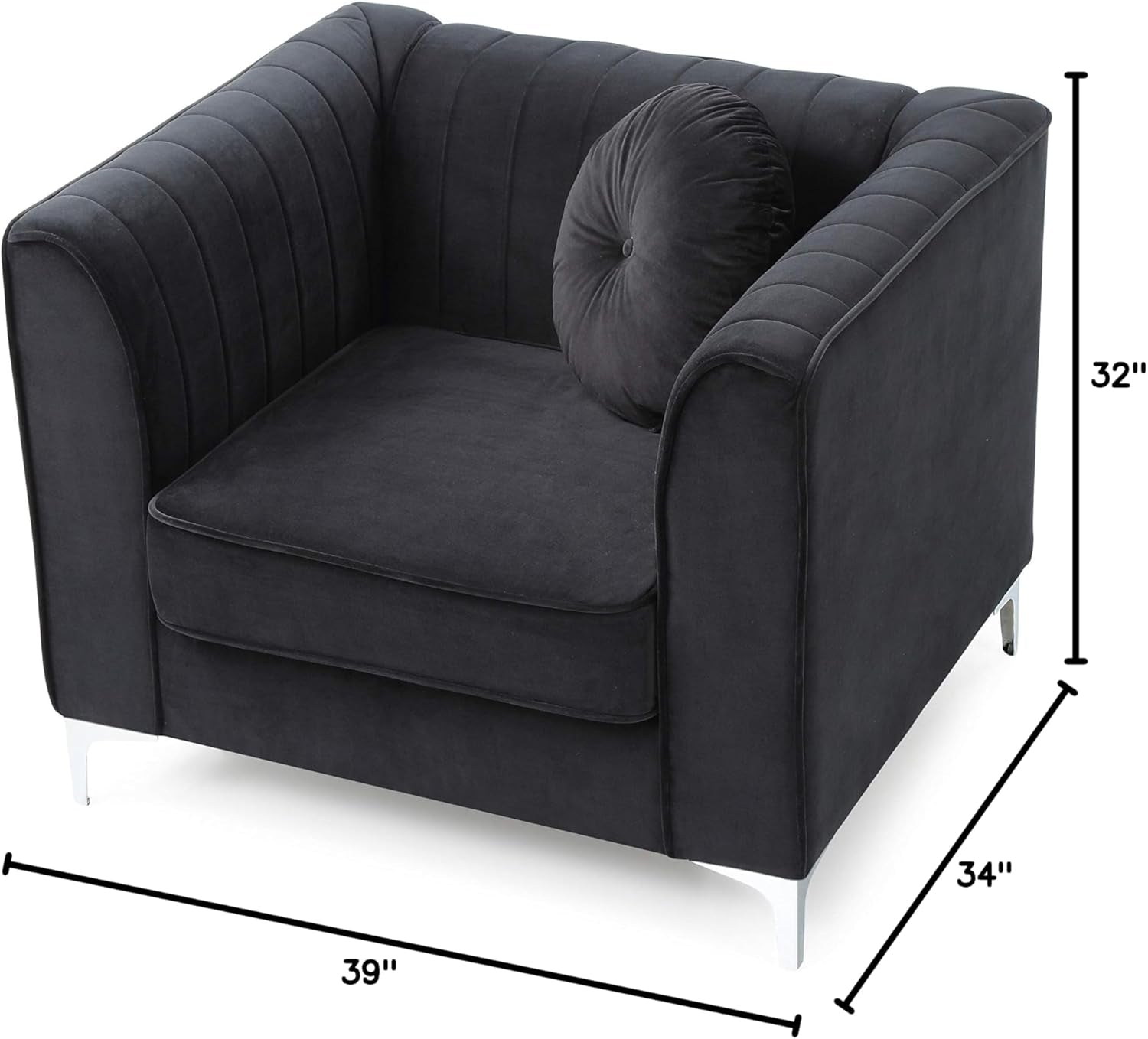 Delray Velvet Chair in Black