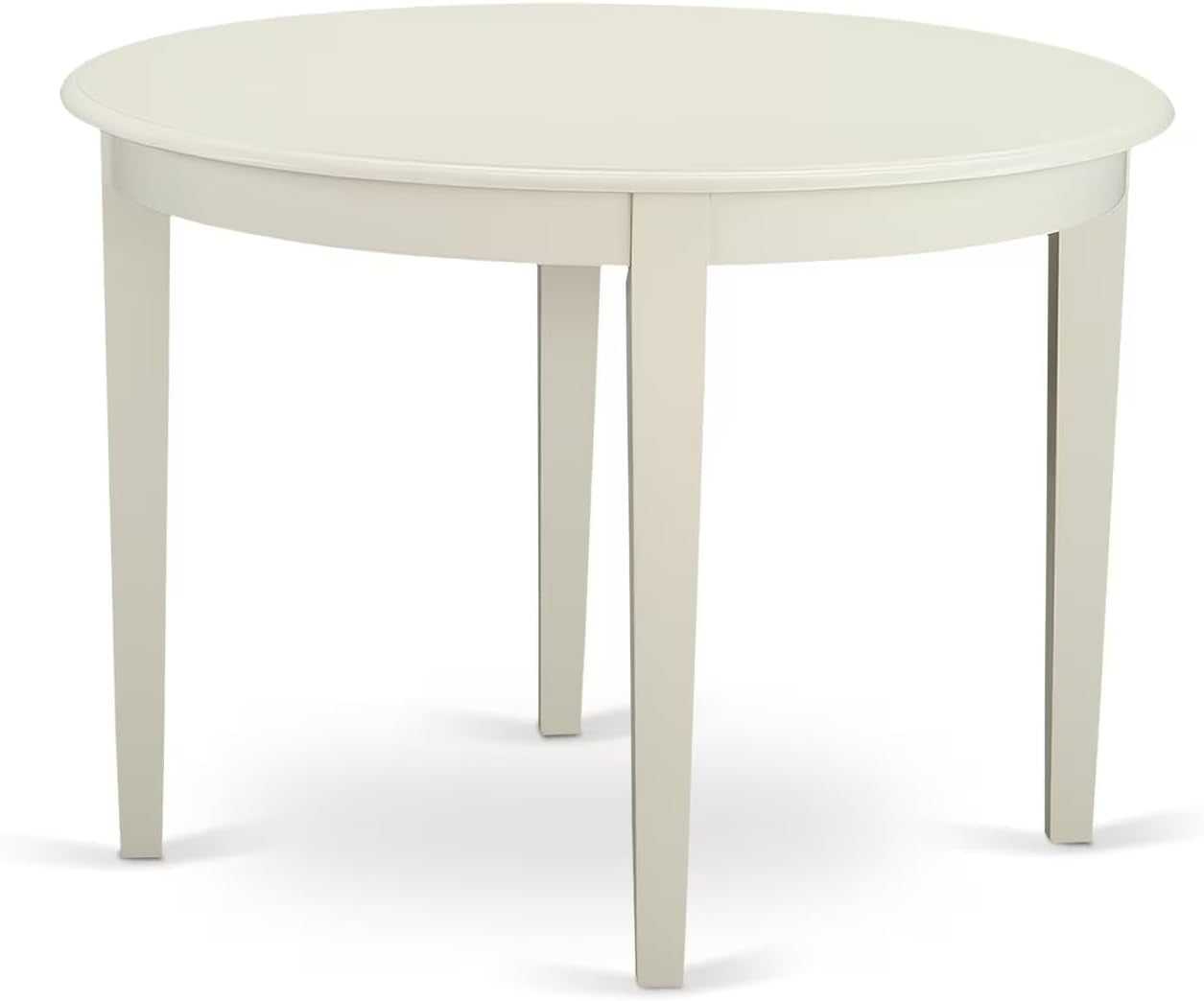 BOBA5-WHI-01 5 Piece Modern Dining Table Set Includes a round Kitchen Table and 4 Cream Linen Fabric Parsons Dining Chairs, 42X42 Inch, Linen White