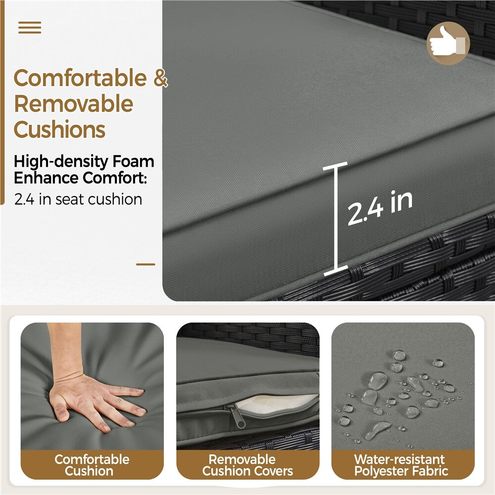 3-Piece Wicker Furniture Set,Outdoor Patio Conversation Furniture Set W/Cushions