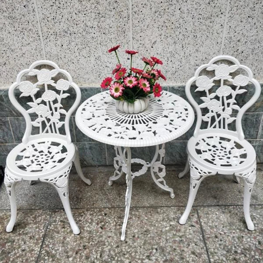 Outdoor Table and Chair 3-Piece Set Balcony Furniture Metal Furniture Cast Aluminum Garden Furniture Patio Table and Chairs