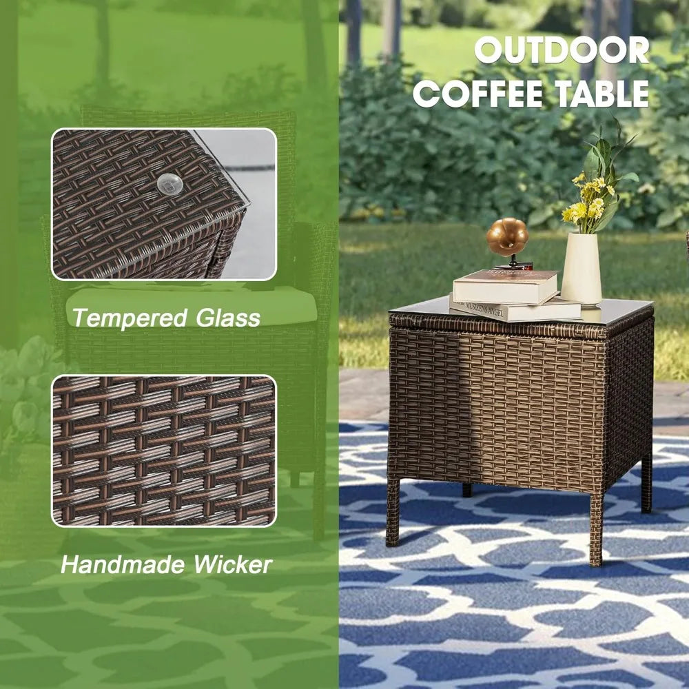 3 Pieces Patio Furniture Sets,Wicker Patio Set,Pe Rattan Patio Furniture,Patio Bistro Sets,Porch Furniture,Outdoor Conversation