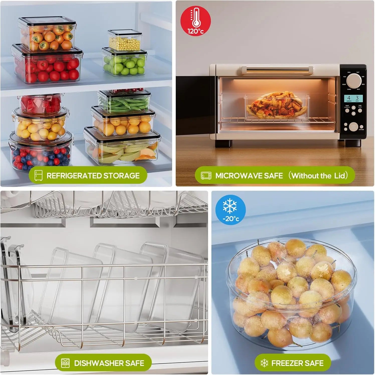 42 PCS Food Storage Containers with Lids (21 Containers & 21 Lids) - Reusable Plastic Food Containers for Kitchen Storage