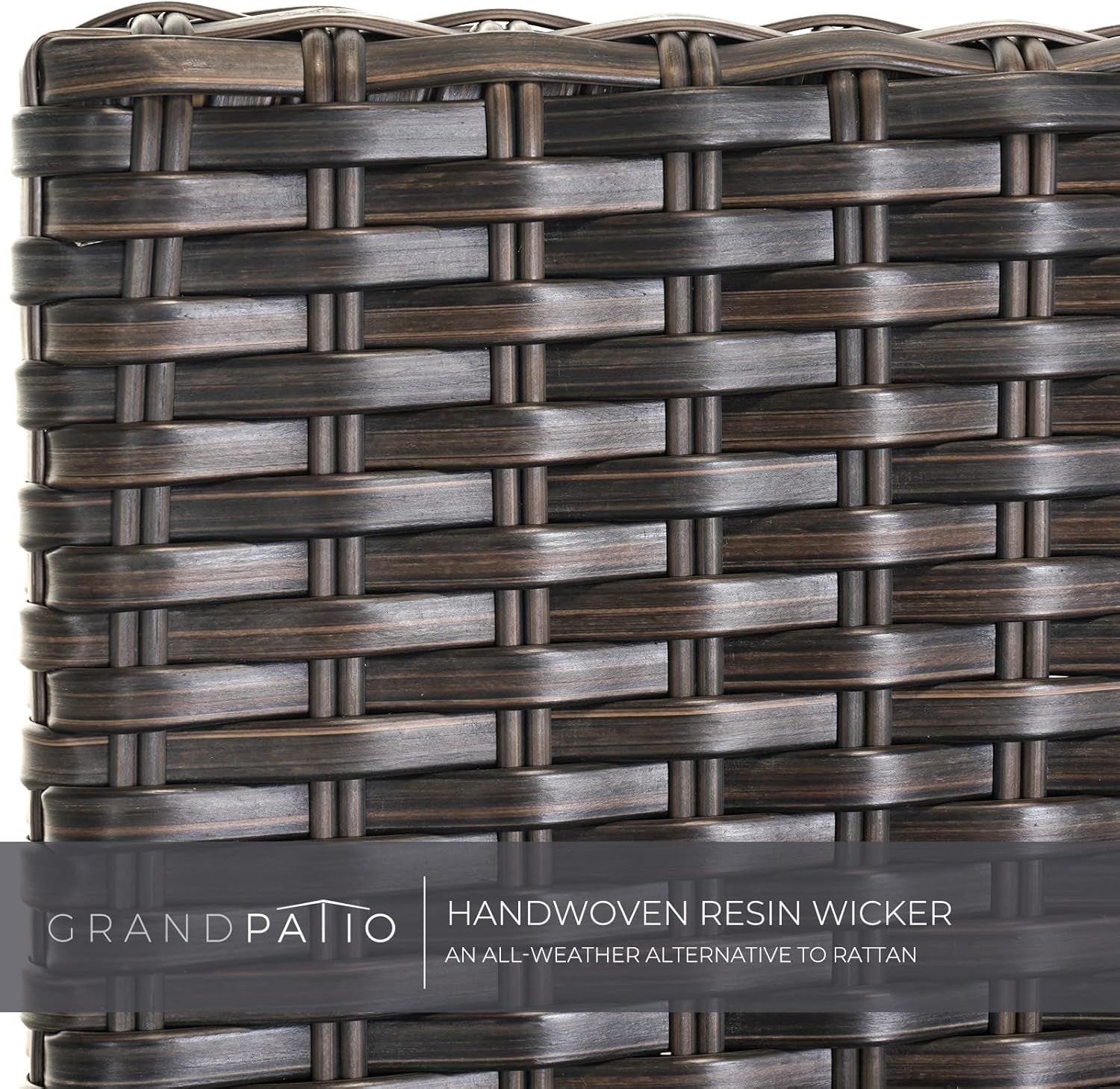 Outdoor 3-Piece Aluminum Conversation Furniture Sofa Set Wicker Stationary Rockers with Wood Grain Finish and Coffee Table, Removable Olefin Cushion Dark Brown