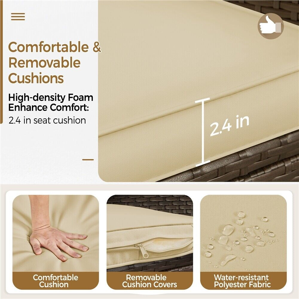 3-Piece Wicker Furniture Set,Outdoor Patio Conversation Furniture Set W/Cushions