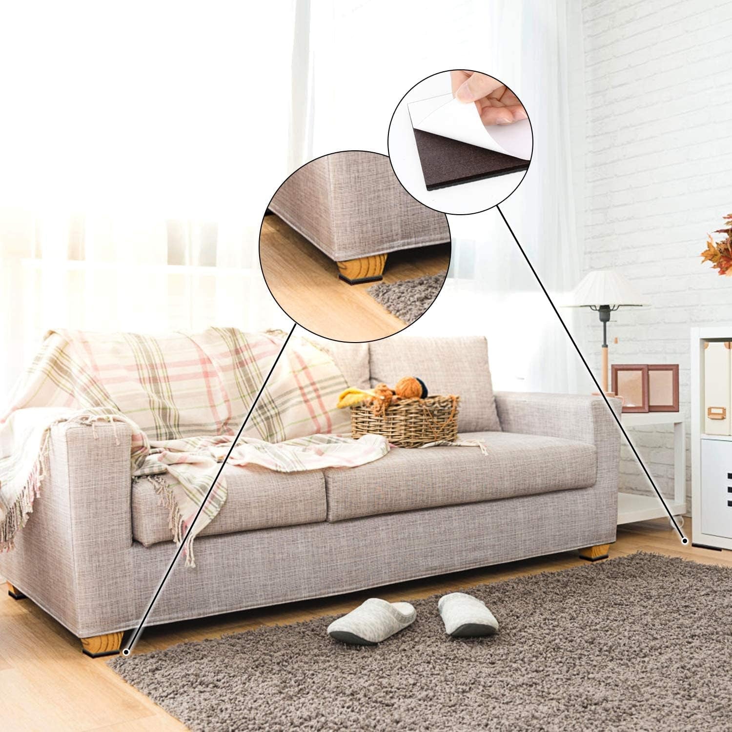 Felt Furniture Pads -32 Pcs Furniture Pads Hardwoods Floors Self Adhesive, Cuttable Felt Chair Pads, anti Scratch Floor Protectors for Furniture Feet Chair Legs, Furniture Felt Pads