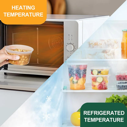 8Oz Deli Containers with Lids 100 Set Stackable Plastic Food Storage Containers with Airtight Lids, Leakproof Freezer Dishwasher Containers for Meal Prep