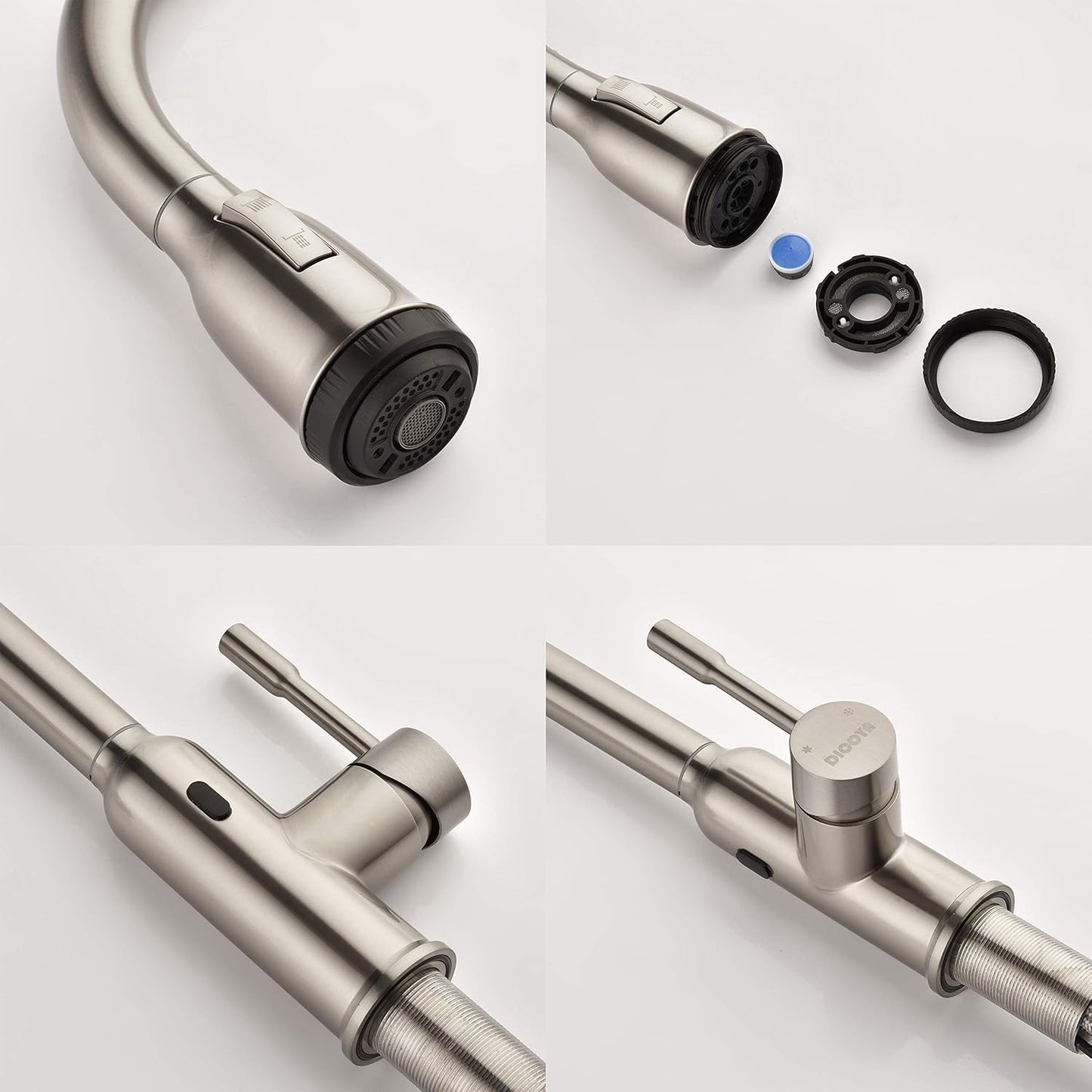 Touchless Kitchen Faucet, Stainless Steel, Brushed Nickel, Sensor, Pull-Down Sprayer, Hands-Free, Modern Style