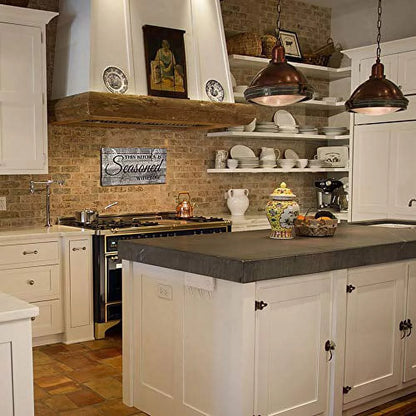 Rustic Kitchen Decorations Wall Art, Farmhouse Kitchen Decor-This Kitchen Is Seasoned with Love-Printed Wood Plaque Kitchen Signs Wall Decor 16" X 8"