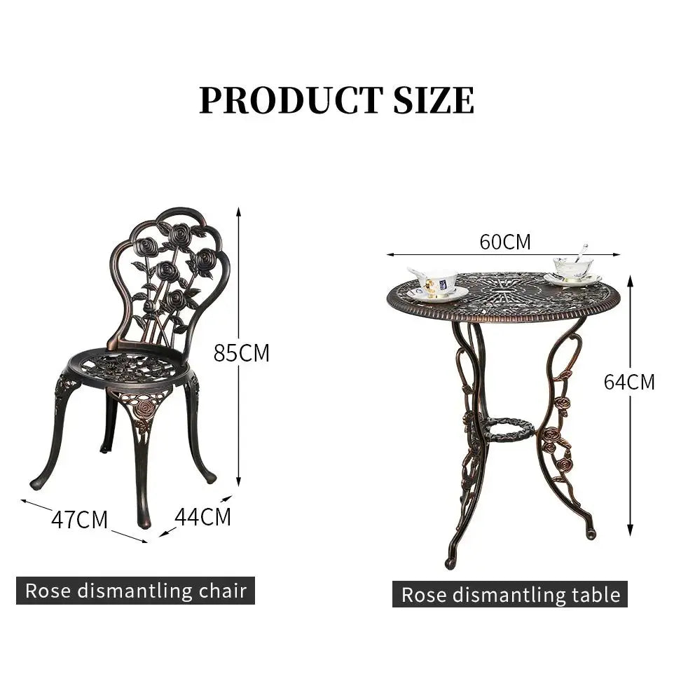 Outdoor Table and Chair 3-Piece Set Balcony Furniture Metal Furniture Cast Aluminum Garden Furniture Patio Table and Chairs