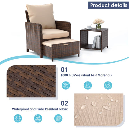 Balcony Furniture 5 Piece Patio Furniture Set, Outdoor Patio Chair , Khaki