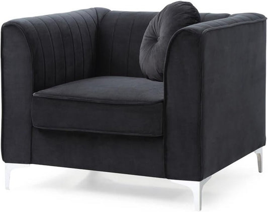 Delray Velvet Chair in Black