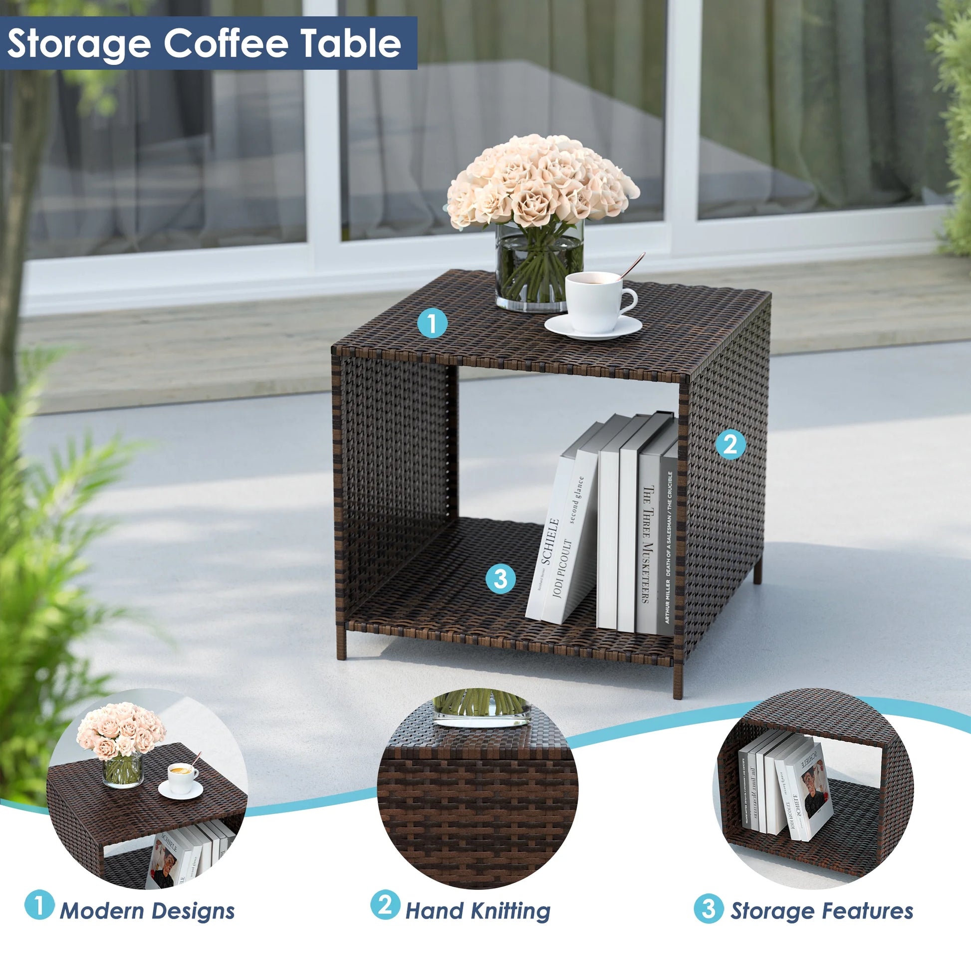 Balcony Furniture 5 Piece Patio Furniture Set, Outdoor Patio Chair , Khaki