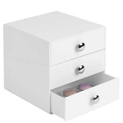 Bpa-Free Plastic 3-Drawer Vanity Organizer - 6.5" X 6.5" X 6.5", White