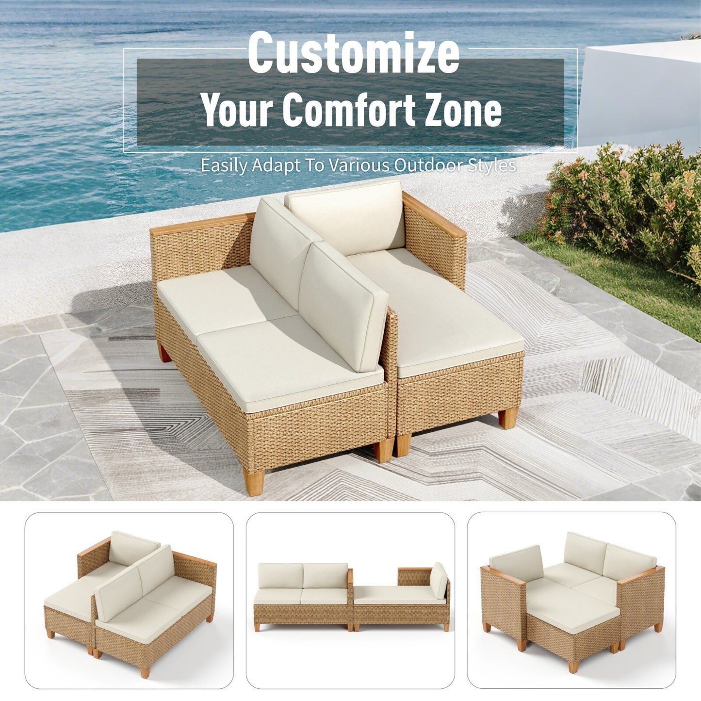 Wicker Furniture Outdoor Furniture Patio Conversation Set Outdoor Rattan Sofa