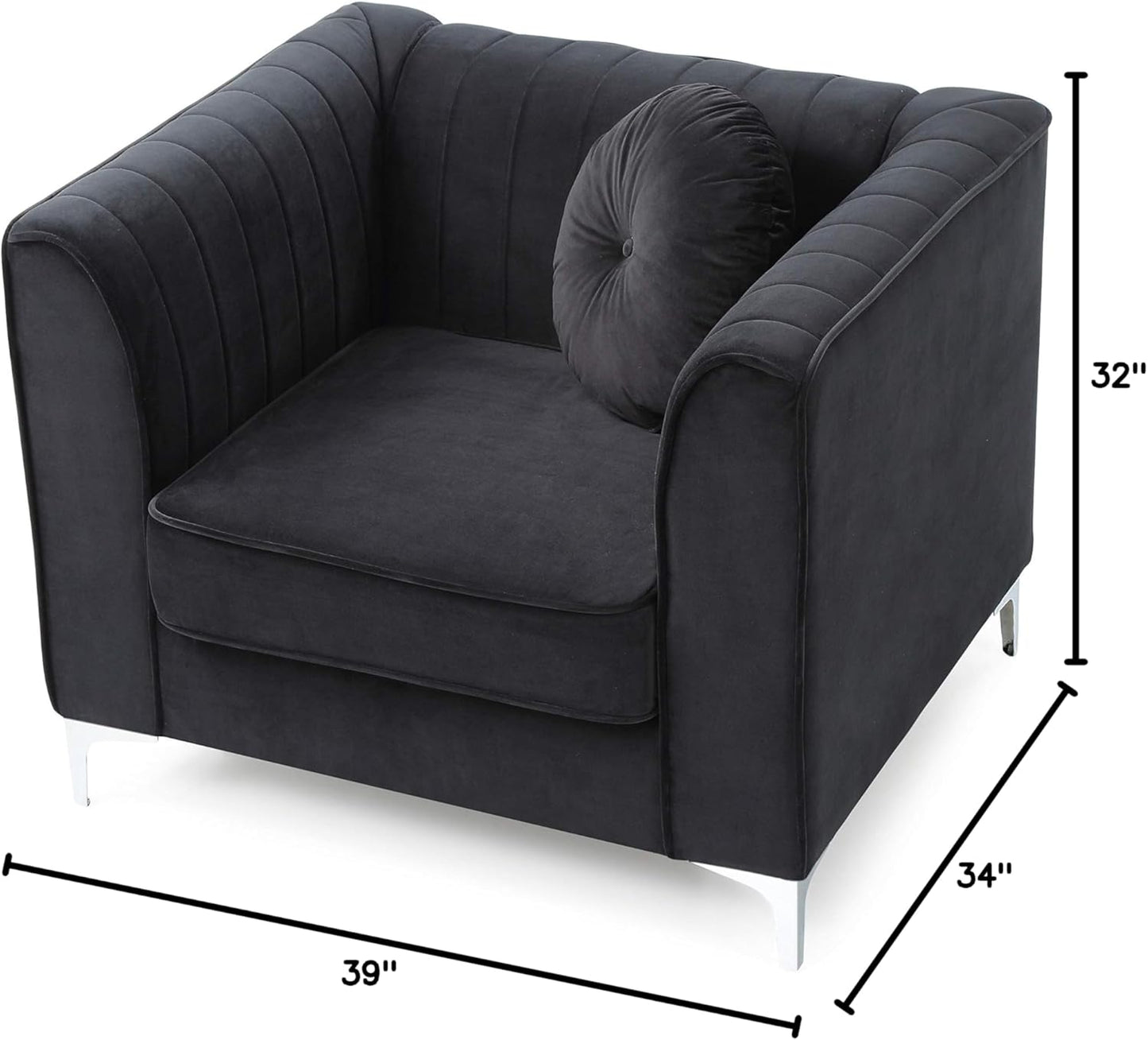 Delray Velvet Chair in Black