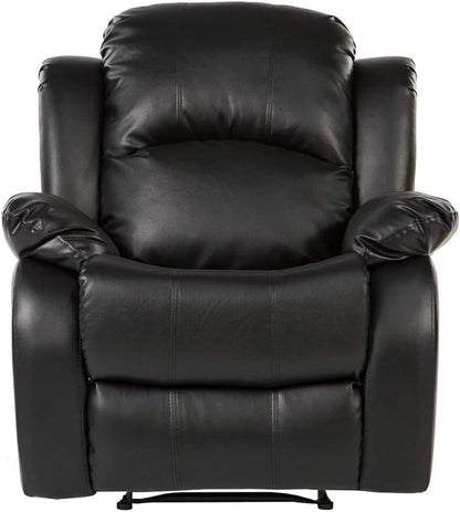 REC01-BLACK Furniture Bonded Leather Recliner Chair - Overstuffed, Black