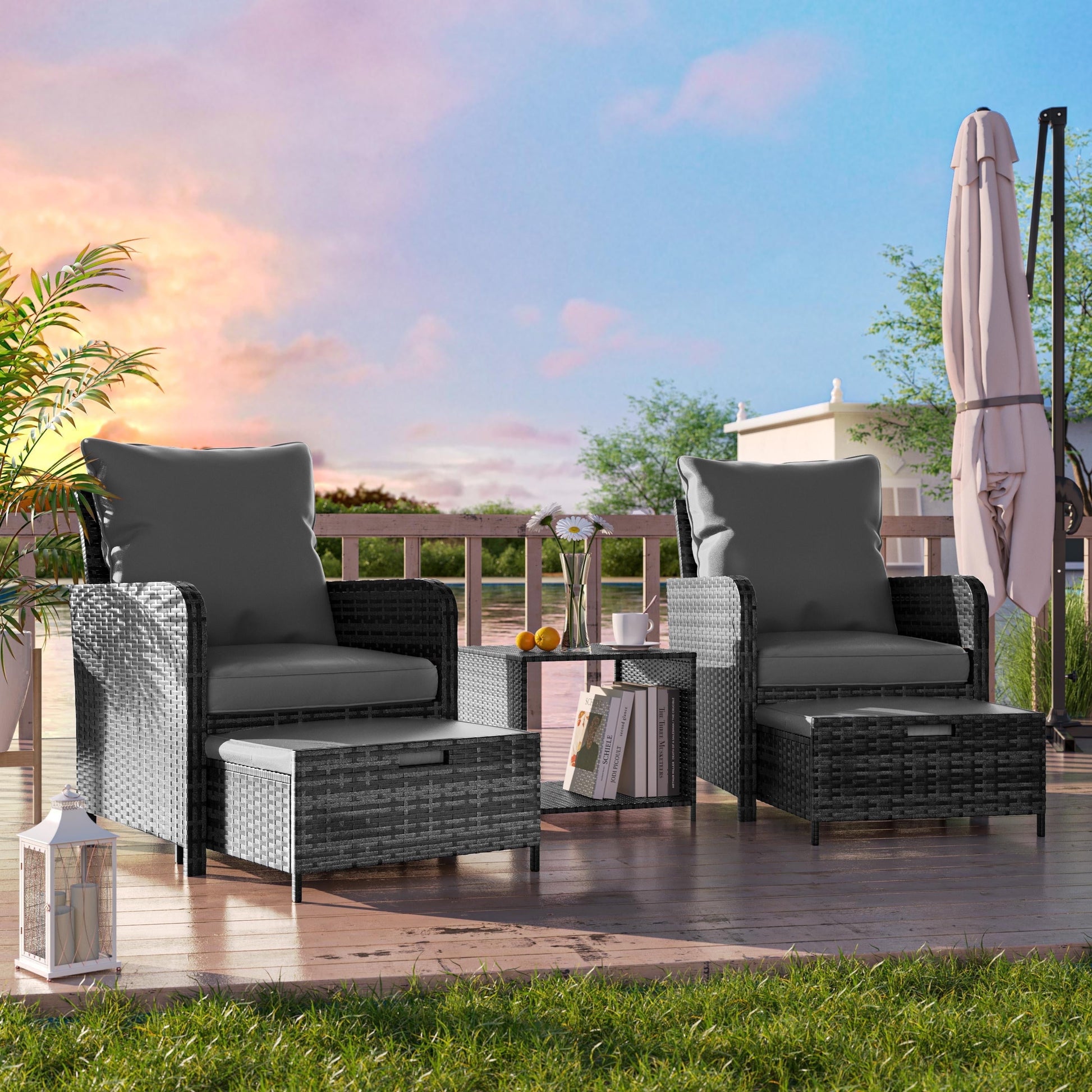 Balcony Furniture 5 Piece Patio Furniture Set, Outdoor Patio Chair , Navy