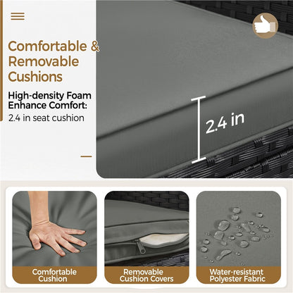 3-Piece Wicker Furniture Set,Outdoor Patio Conversation Furniture Set W/Cushions