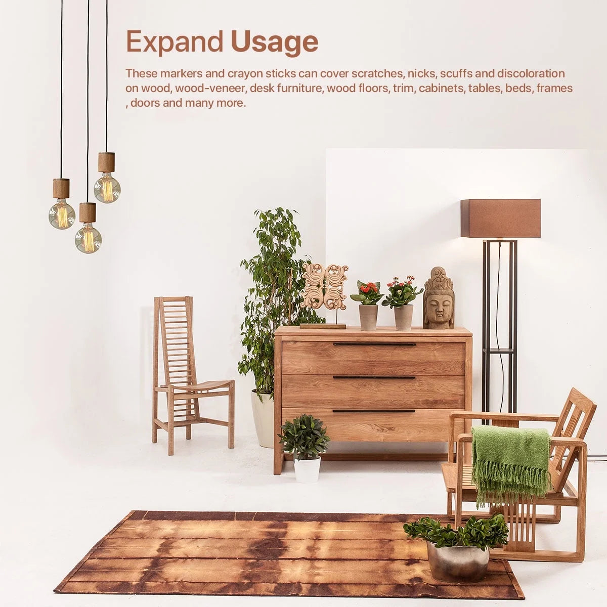 Wood Touch up Markers, Set of 13 Furniture Markers and Filler Crayons, Wood Furniture and Floor Repair Marker Kit, Furniture Repair System, Furniture Scratch Repair Marker Kit