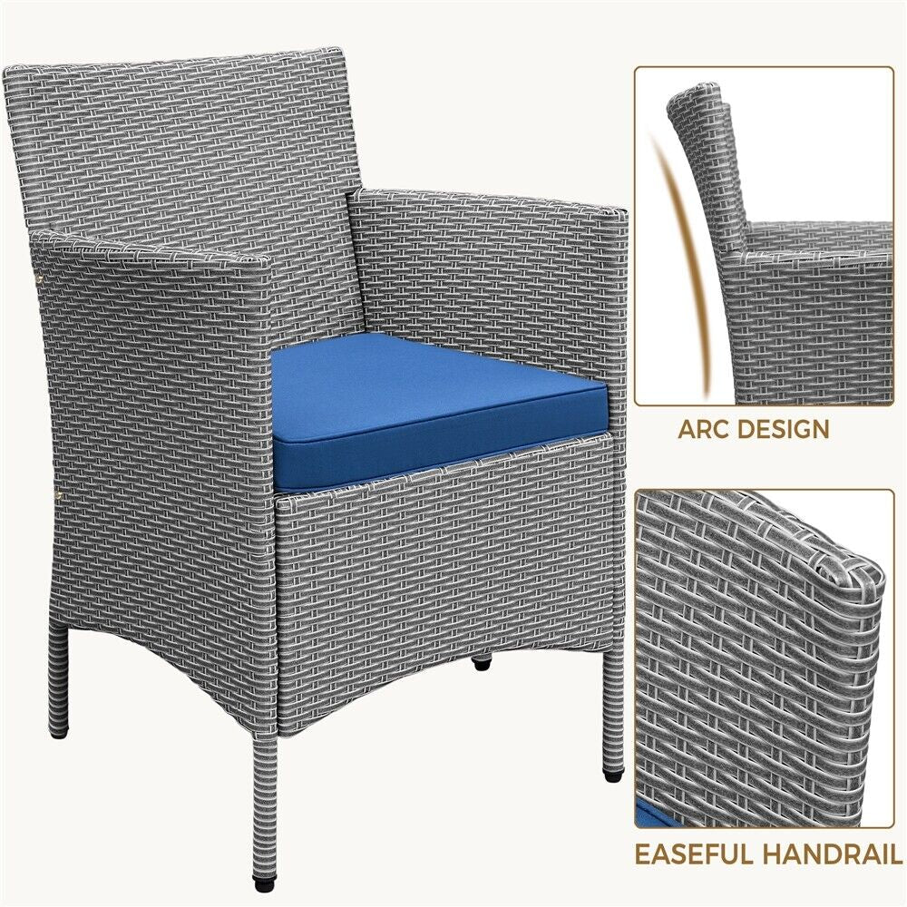 3-Piece Wicker Furniture Set,Outdoor Patio Conversation Furniture Set W/Cushions