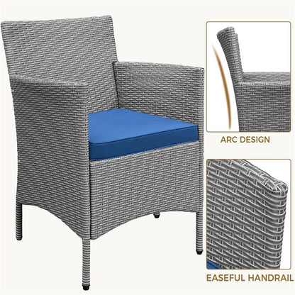 3-Piece Wicker Furniture Set,Outdoor Patio Conversation Furniture Set W/Cushions