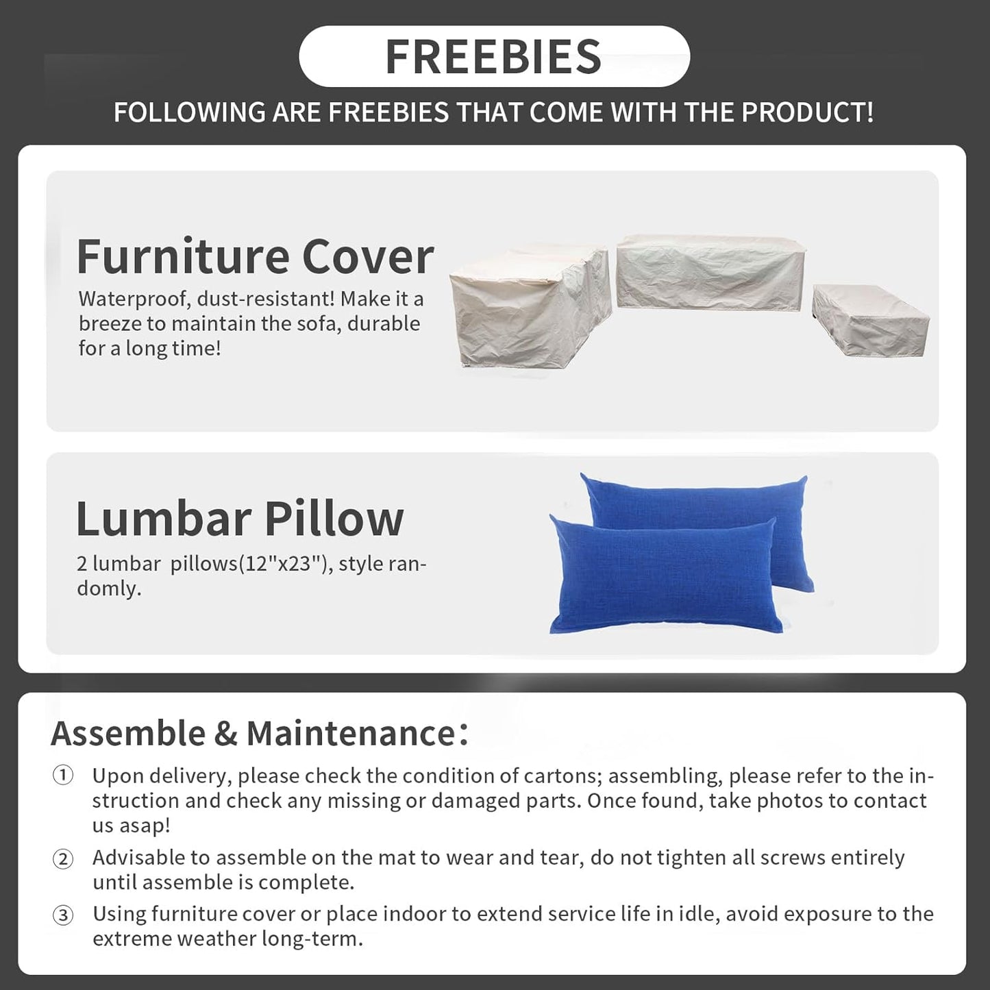 Royal Blue Wicker Furniture Couch Set - 5 Piece Patio Sectional with Cushions & Rattan Covers