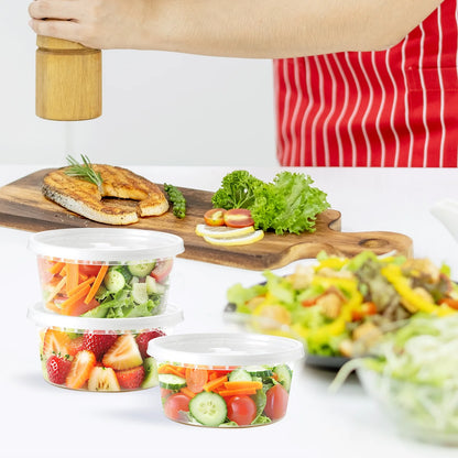 8Oz Deli Containers with Lids 100 Set Stackable Plastic Food Storage Containers with Airtight Lids, Leakproof Freezer Dishwasher Containers for Meal Prep