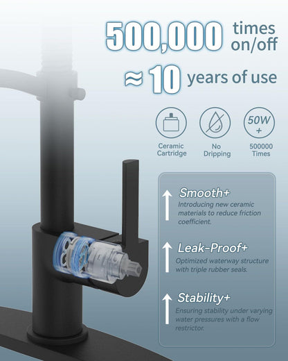 Black Kitchen Faucet Soap Dispenser, Faucet for Kitchen Sink, Kitchen Sink Fa...