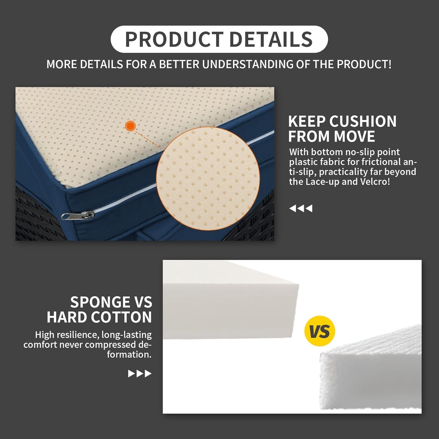 Patio Sectional 6 Pieces All-Weather Wicker Patio Furniture Set Outdoor Sectional with Glass Patio Table Non-Slip Cushions and Waterproof Covers, Navy Blue