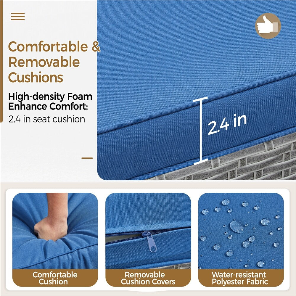 3-Piece Wicker Furniture Set,Outdoor Patio Conversation Furniture Set W/Cushions