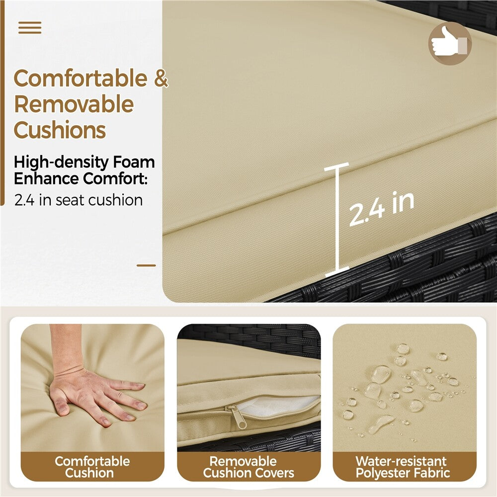 3-Piece Wicker Furniture Set,Outdoor Patio Conversation Furniture Set W/Cushions