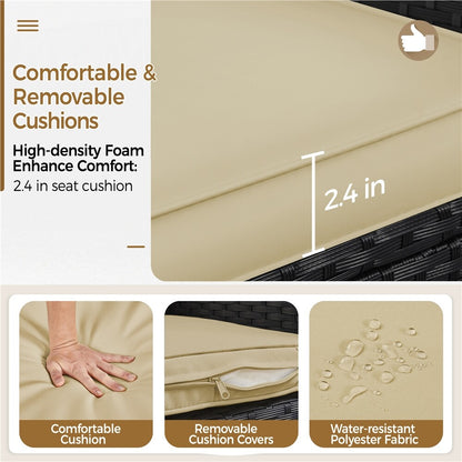 3-Piece Wicker Furniture Set,Outdoor Patio Conversation Furniture Set W/Cushions